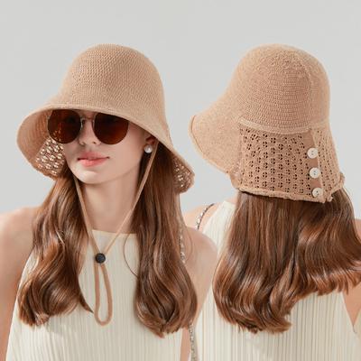 Summer Outdoor Sunshade Hat Women's Breathable Fisherman Hat Knitted Bucket Hat