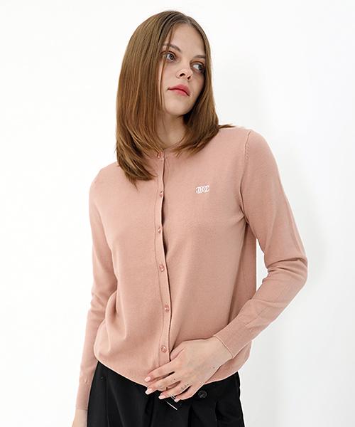 DAMAGE MNEMONIC Logo Wool Indie Pink Cardigan