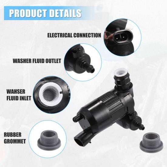 Windshield Washer Motor Pump with Grommet for Infiniti QX60 - Pack of 1 Black