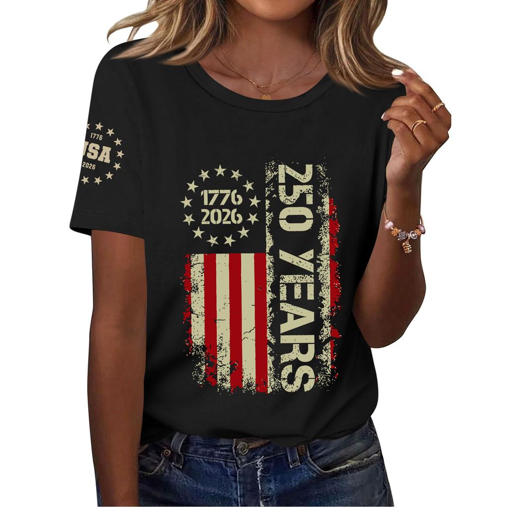 Moda feminina casual estampado manga curta gola redonda pulôver tops