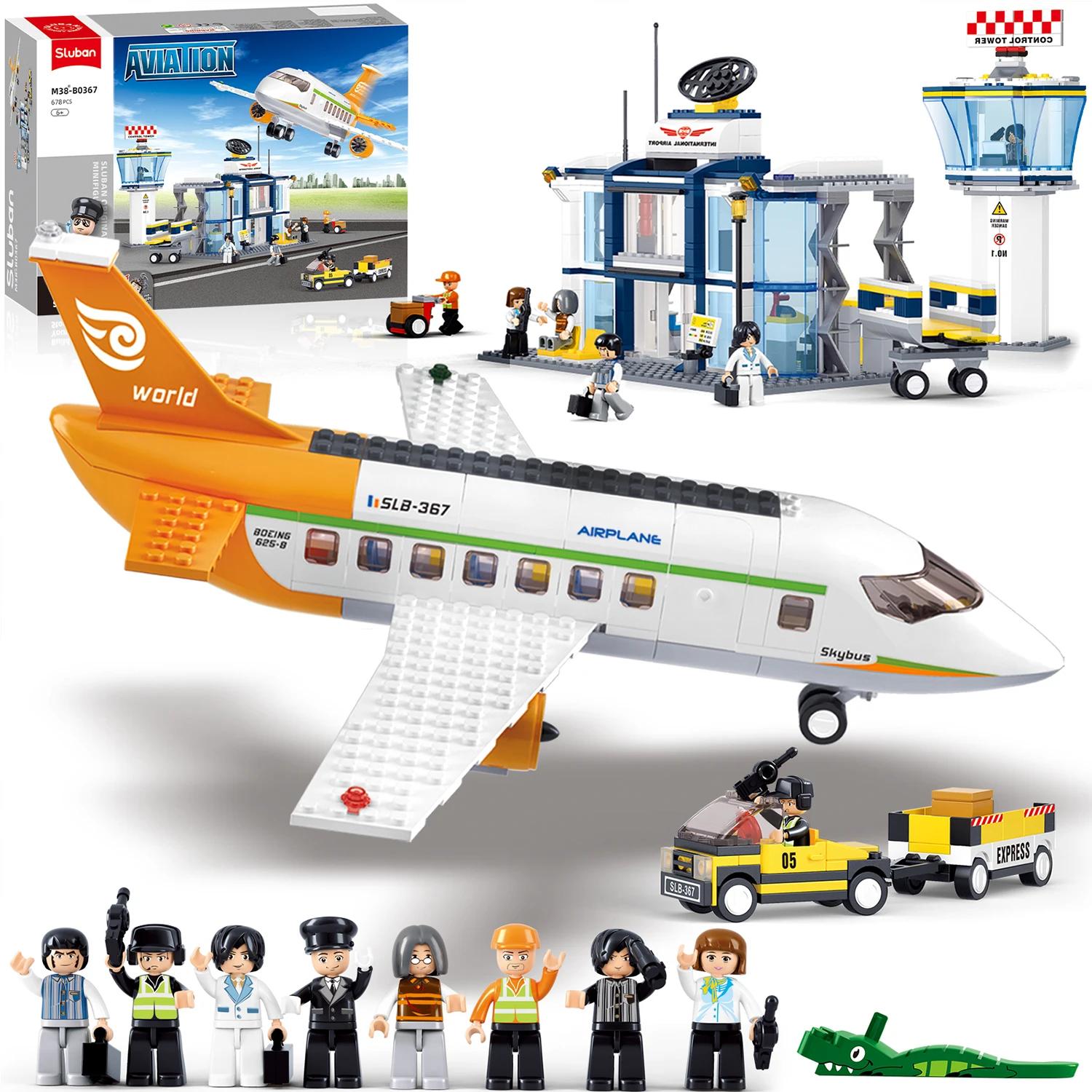 

678PCS International Airport Building Blocks Passenger Aircraft Console Terminal Plane Model Brick Kids Educational DIY Toy Gift