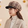 Retro Versatile British Style Octagonal Hat Plaid Literary and Fresh Hat Female Sweet and Cute Little Newsboy Hat