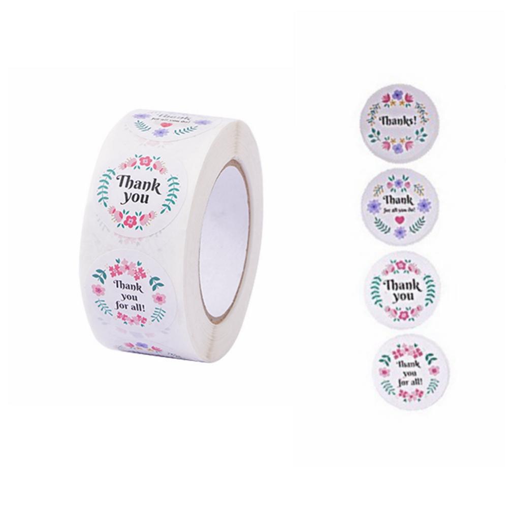 500pcs/roll Thank You Stickers Flower Pattern Party Wedding Decoration Gift Envelope Seal Labels Scrapbooking Stickers