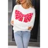 New Round-neck Long-sleeved Casual Top with A Bow and A Small Heart for Valentine's Day Knitted Sweater
