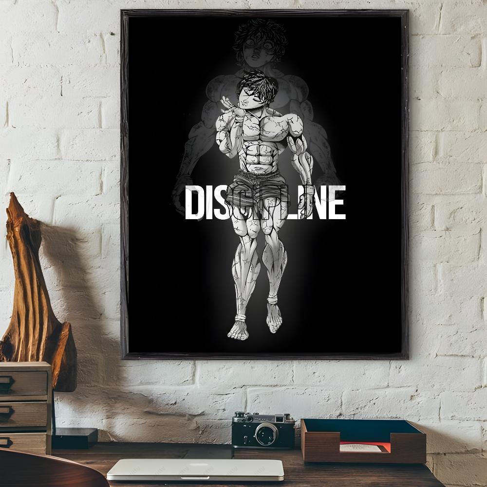 B-BakiES Muscle Man Japan Anime Poster Sticky Wall Art Printing Waterproof Home Living Bed Room Bar Hallway Aesthetic Decor