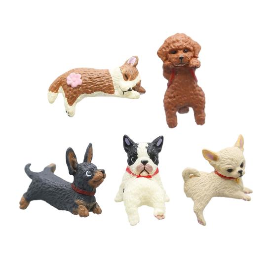 

5 Pcs Mini Cute Dog Computer Monitor Decor Plastic Dog Figurine Car Dashboard Accessories for Office Desk PC Decoration A
