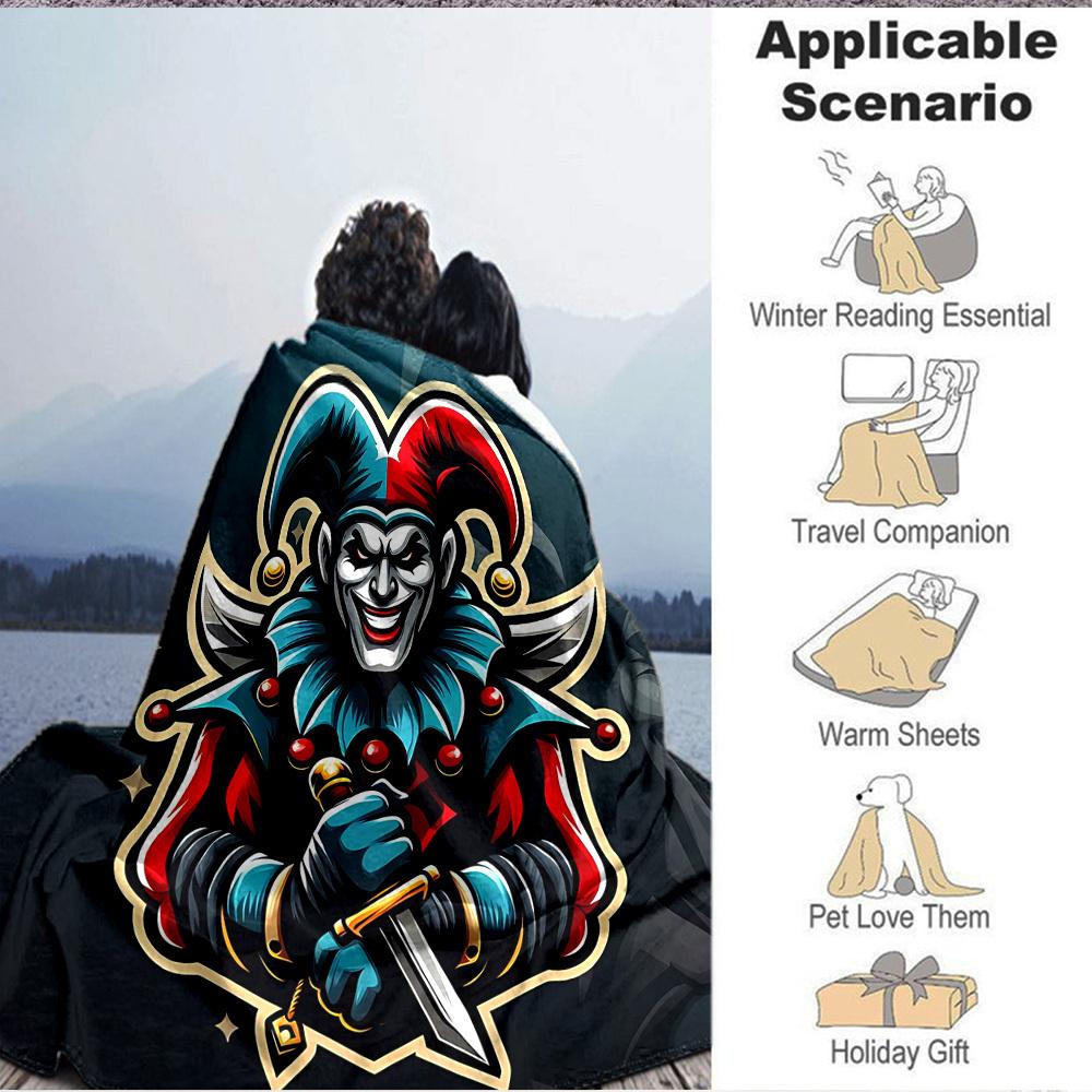 1pc Jester Knight Blanket, Lightweight Flannel Throw Blanket for Sofa, Bed, Travel, Camping, Living Room, Office, Couch, Chair, and Bed