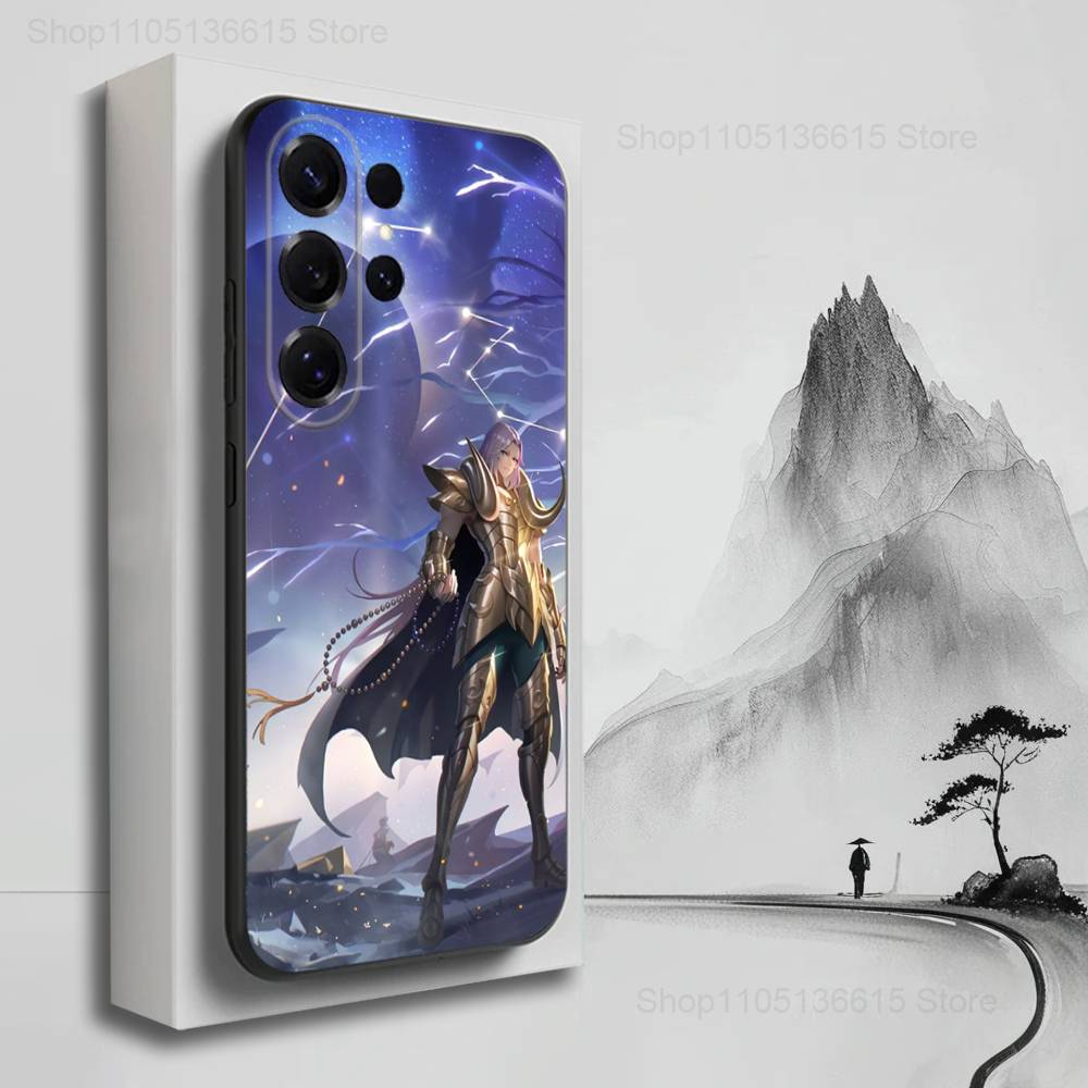 Cool S-Saint S-Seiya Anime Phone Case For Samsung S25,S24,S23,S22,S21,S20,S10,S9,Ultra,Plus,Lite,FE,Soft Silicone Black Cover