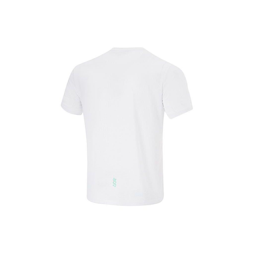Li Ning Running Series Solid Color Reflective Crew Neck Short Sleeve T-Shirt Men Tops Standard-White ATSU199-2
