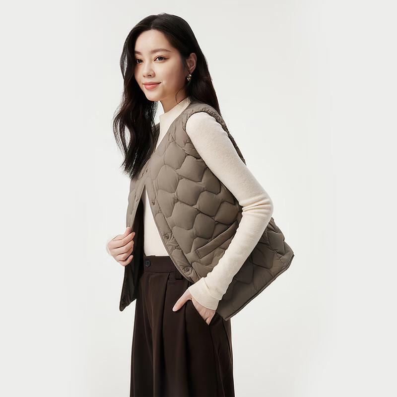 Tanboer Women's Lightweight Collarless Short Down Vest