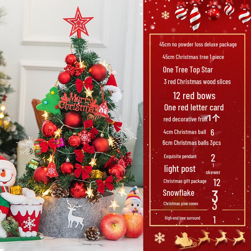 Desktop Non-Shedding Gold & Red Mini Christmas Tree Ornament Set