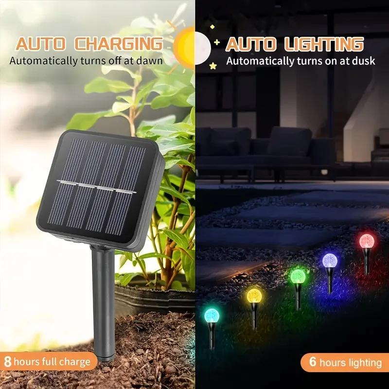 30-10LEDs Solar Ball Lawn Lights Waterproof Solar Pathway String Light for Outdoor Garden Patios Trail Lighting Decoration
