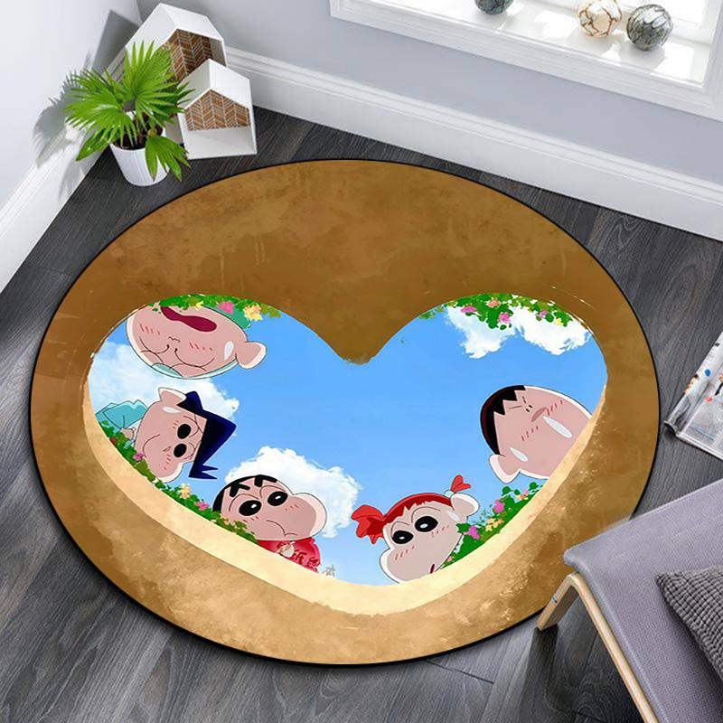 Crayon Shin‑chan2 Round Area Rug,Carpet Rug for Living Room Bedroom Sofa Playroom Decor,Non-slip Floor Mat