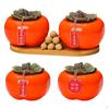 Ceramic Tea Jar Persimmon Tins Lids Ornament Porcelain Pot Storage for Table Decoration