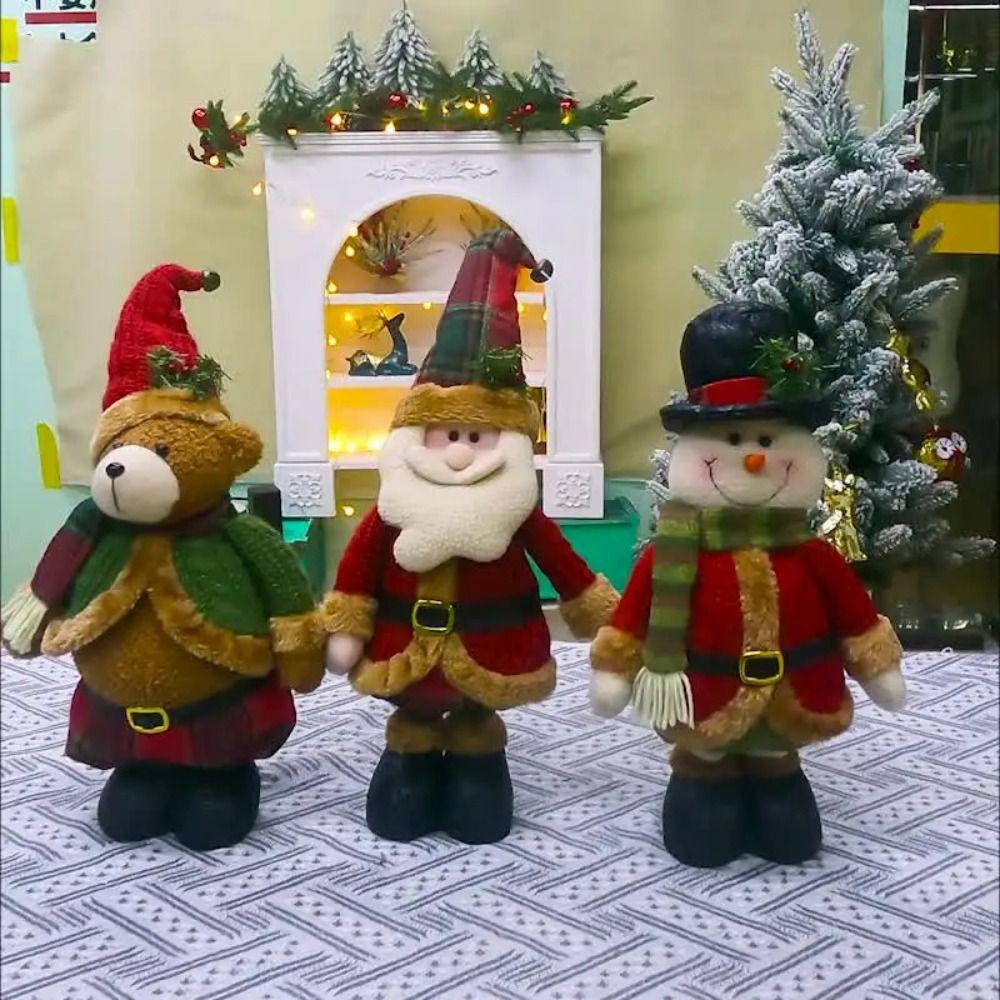 Snowman Stretchable Leg Christmas Doll Bear Santa Claus Stretch Doll Knitted Christmas Doll Desk
