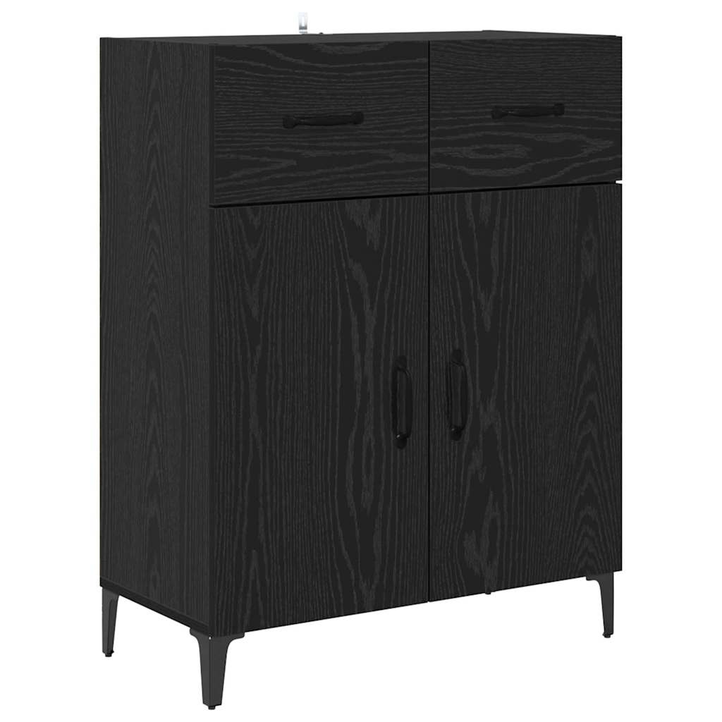 Highboard in Black Oak Look 69.5 x 34 x 180 cm Engineered Wood