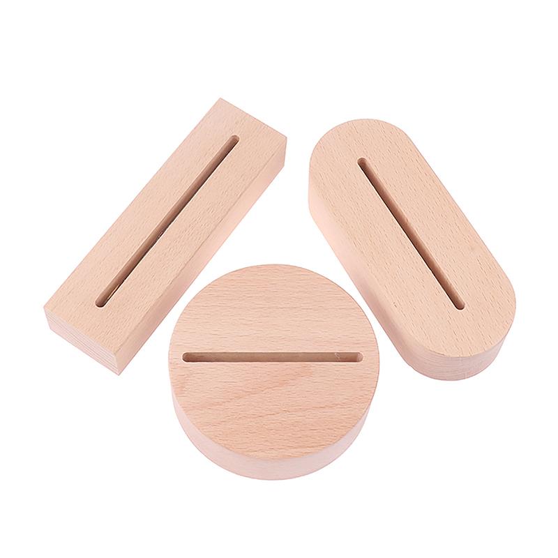 AAA Batteriebetriebener LED-Lichtständer mit Holzsockel für Acryl-Nachtlampe, Kunst, DIY-Holzlichtständer