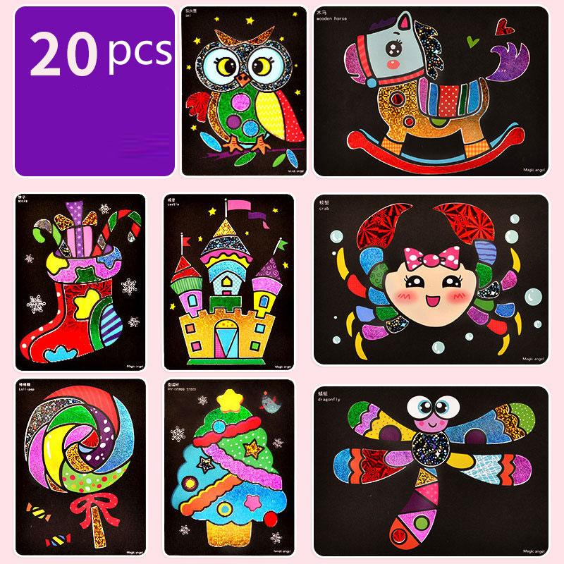 15pcs/20pcs Children DIY Shining Magic Transfer Colorful Sticker DIY Handmade Painting Crafts for Kids Arts Crafts Toys Gift