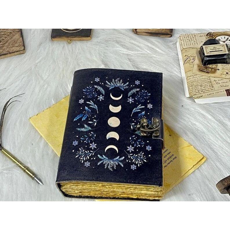 Moon phases recipe journal for men & women vintage leather journal