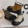 ins Paris wind children snow boots autumn and winter boys and girls thick hair warm one pedal
