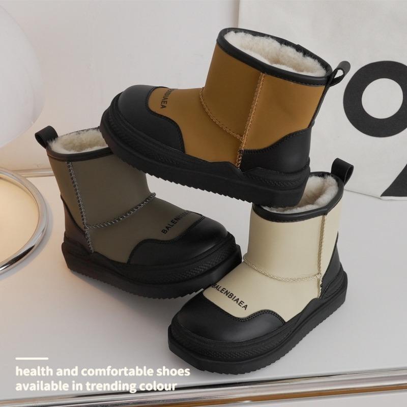 ins Paris wind children snow boots autumn and winter boys and girls thick hair warm one pedal