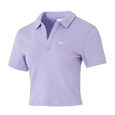 Sportbekleidung Essential Fashion Bequemes Kurzarm-Poloshirt Damen Tops Lila DV7885-533