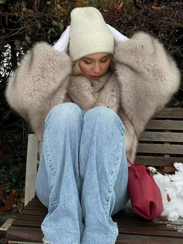 INS High-End Women's Faux Fur Fluffy Coat - Autumn/Winter Loose Warm Cardigan