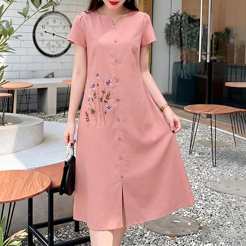 ZANZEA Women Casual Round Neck Short Sleeve Floral Print Dress
