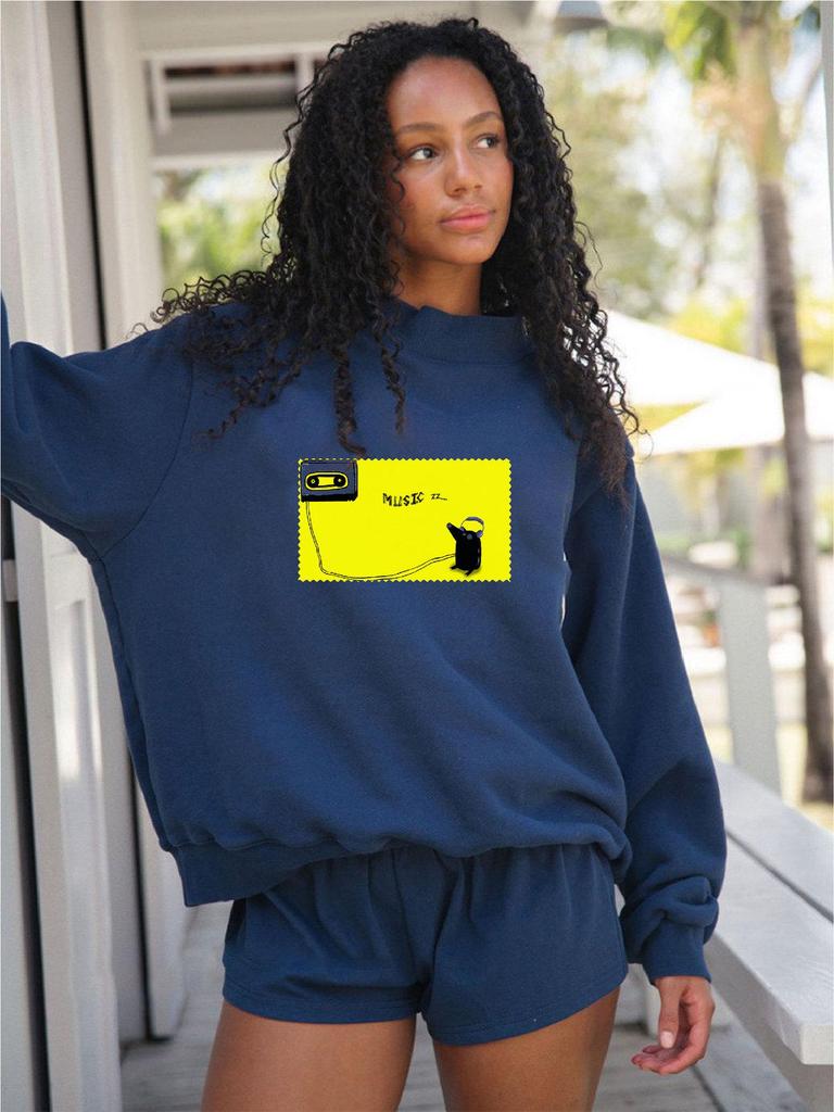 Trendy Brand Women's Mid-High Neck Loose Hoodie for Spring/Autumn