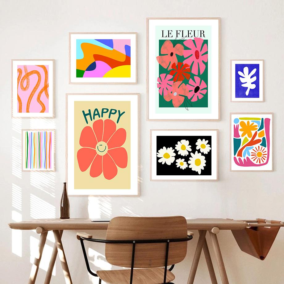 

Абстрактные красочные цветы ромашки цветочные ботанические декоративные картины плакаты и принты настенная живопись на холсте для гостиной