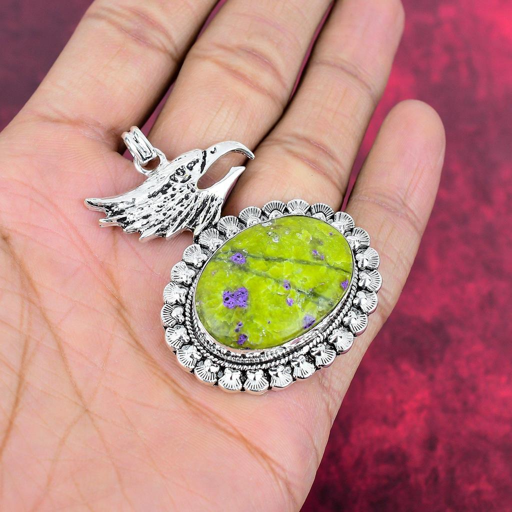 Stichtite Handmade Gemstone Pendant, 925 Solid Sterling Silver Pendant Antique Jewelry, For Engagement Gift