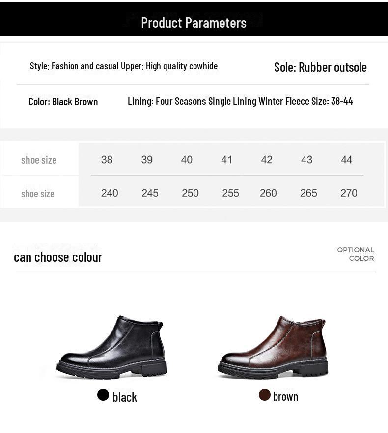 Pánské retro kožené Chelsea boty v římském stylu s bočním zipem - Zimní plus sametové teplé společenské módní.