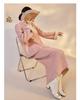 Autumn/Winter Double-Sided Wool Color Block Suit: Stand Collar Frog Button Top + Skirt Set (NX009)