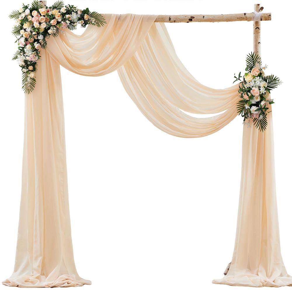 6/10M Chiffon Fabric Drapes for Wedding Arch Ceremony Reception Decorations Sheer Fabric Curtains for Party Stage Bridal Shower