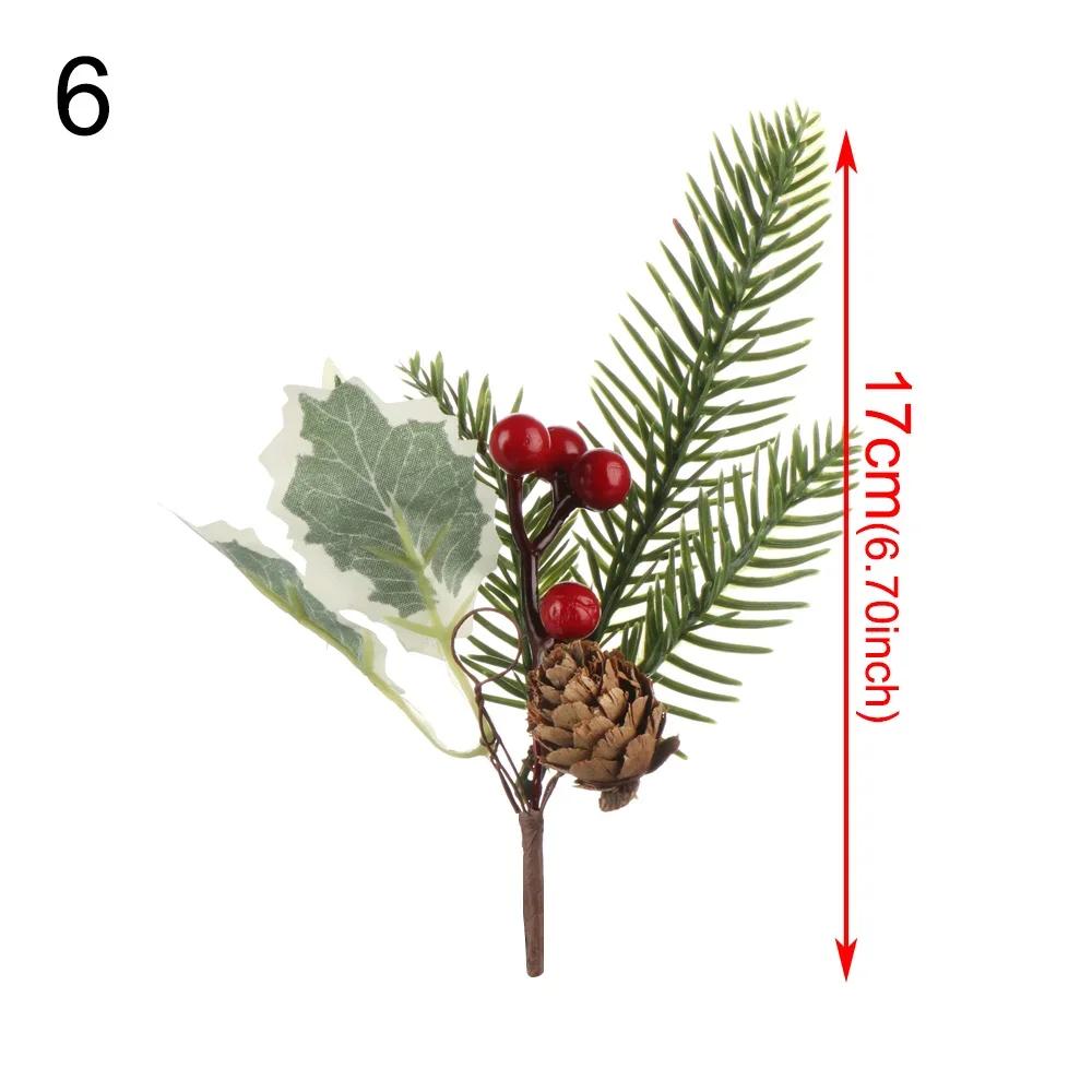 20-26cm Rotes Beeren-Bouquet Künstlicher Tannenzapfen Blumenast Weihnachtsbaumschmuck Hochzeitsfeierdekor Festliche Artikel