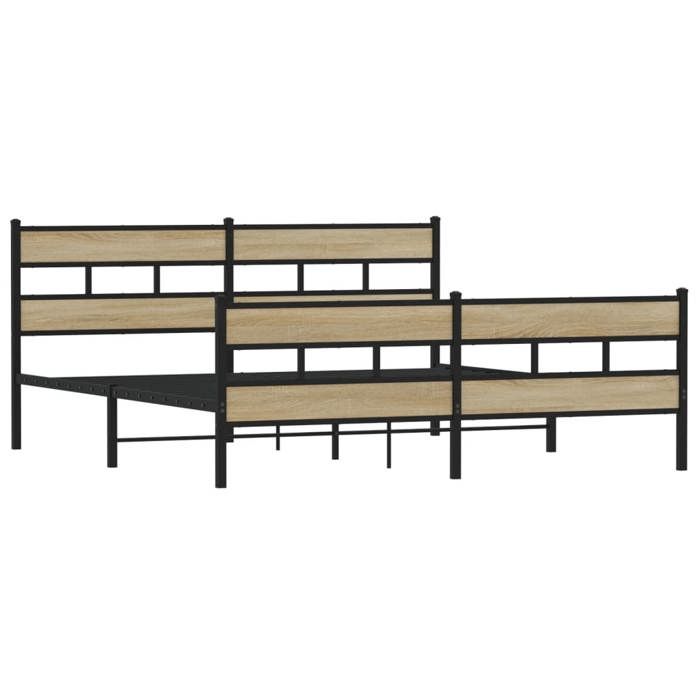 VidaXL Metal Bed Frames Without Mattress Sonoma Oak 180x200 Cm, Double Bed, Bedroom Furniture, Guest Bed, 3308472