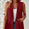 Women's Casual Solid Color Button Blazer Vest Outerwear