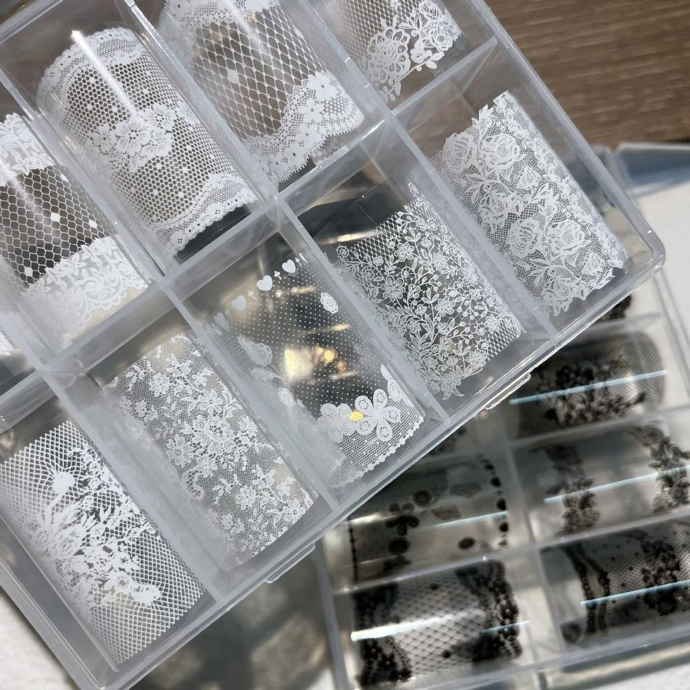 Lace Design Nail Foils Black White Nail Decals Fashion Manicure Decals  Nail Decoration