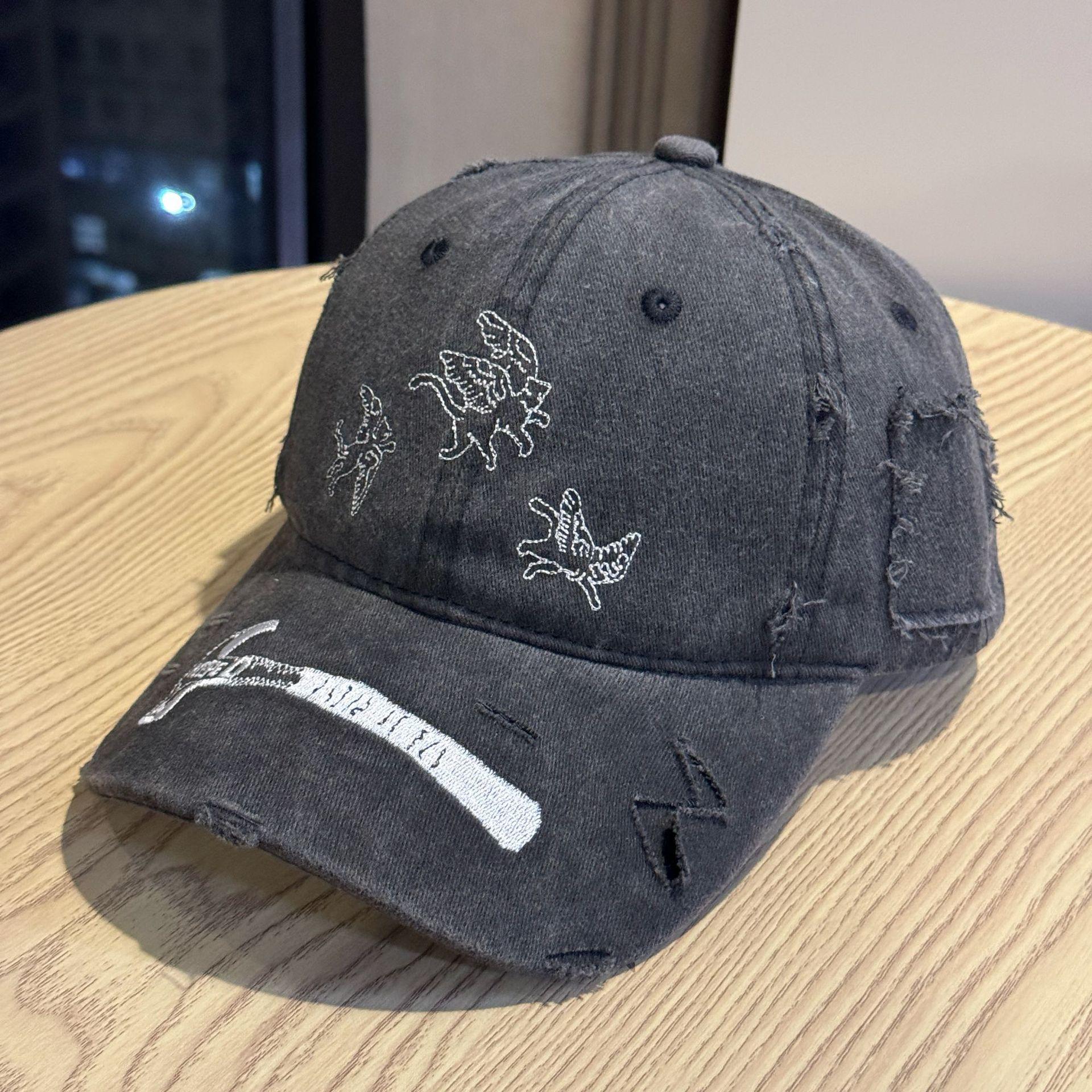 

Washed Distressed Embroidered American Baseball Cap Peaked Cap Casual for Men and Women Adjustable