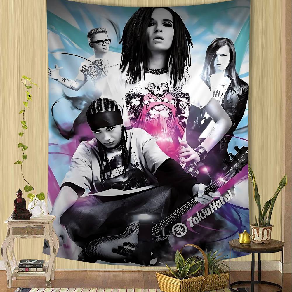 Telo da Parete Grande con Stampa della Band Tokio Hotel Decorazione da Appendere alla Parete Decorazione per la Casa Coperta