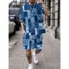 Pánské letní nové módní patchwork džínový potisk krátký rukáv tričko a šortky ležérní sportovní oblek trendy volný střih 2dílná sada||