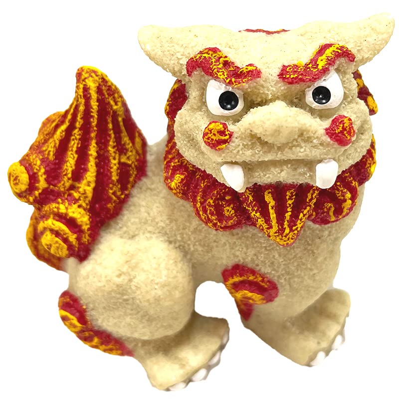 Kubakasaya Shisa Figurine, Okinawa Souvenir, Pair of Curry Shisa Figurines, Red, Horizontal, Good Luck, Feng Shui, Protection from Evil, Ryukyu