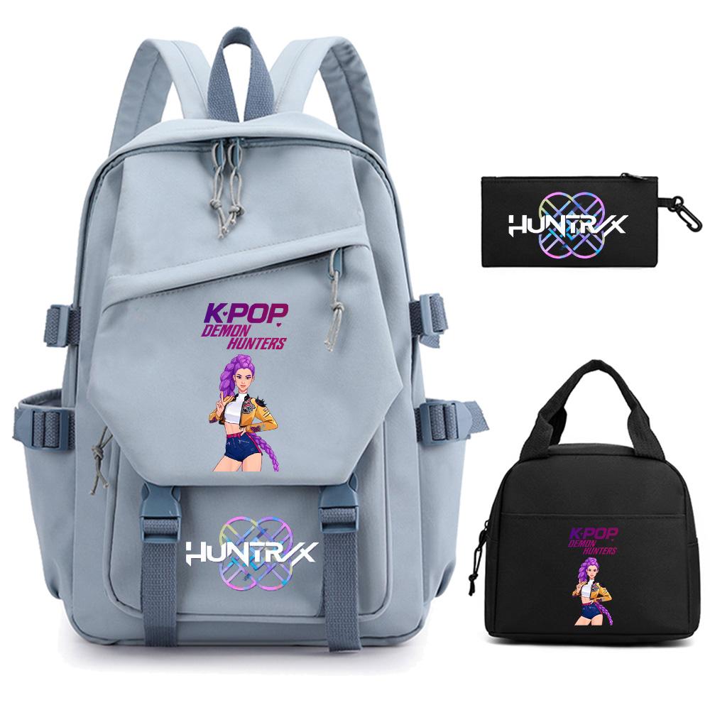 3 Stück/Set Anime Cartoon Kpop Dämonenjäger Bedruckter Rucksack für Teenager Kinder Schüler Große Kapazität Schultasche Mädchen Geschenk Damen Reisetasche Mochila