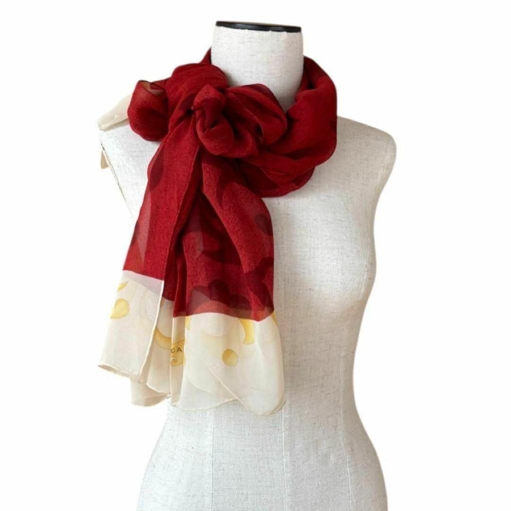 Used Bulgari Silk Long Scarf Stole