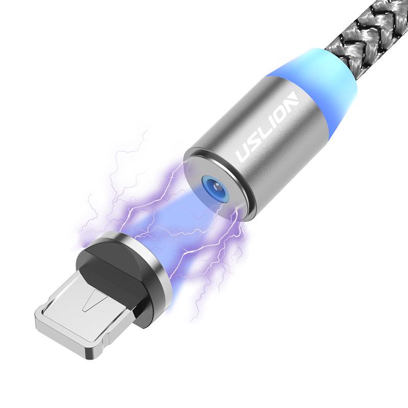USLION 2.4A Magnetic Micro USB Cable For iPhone Charging Charge Magnet Charger USB Type C Cables