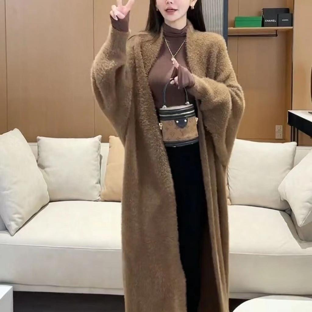 Long Cardigan Women Casual Loose Soft Sweater Gilet Elegant Fall Winter Fluffy Knitwear Jackets Warm Knit