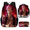 Set Zaino Scolastico Cartone Animato Anime Bambini Leggero Ergonomico Borsa a Spalla Doppia Con Portapranzo Astuccio Tessuto Oxford