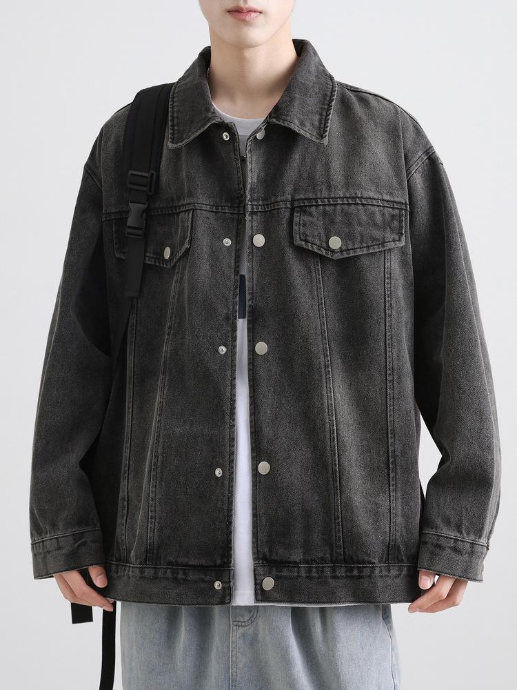 Autumn/Winter Retro American Lapel Denim Jacket - Loose Fit, High-End Workwear Style