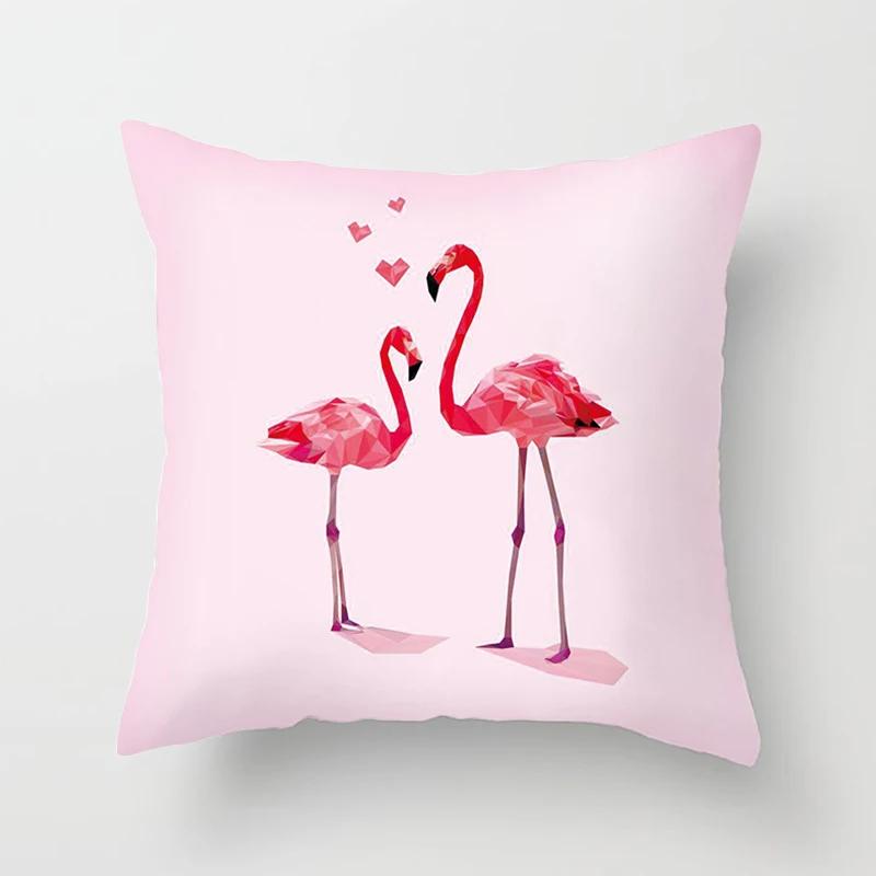 Flamingo Muster Dekorative Kissen Kissenbezug Polyester Kissenbezug Wurfkissen Sofadekoration Kissenbezug 40517-3