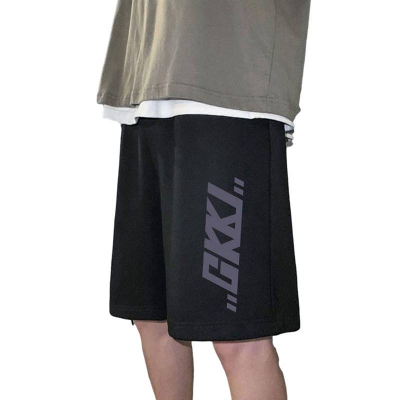 

Летние шорты, мужские брендовые свободные студенческие спортивные штаны с пятью точками, тонкие пляжные шорты M чёрный